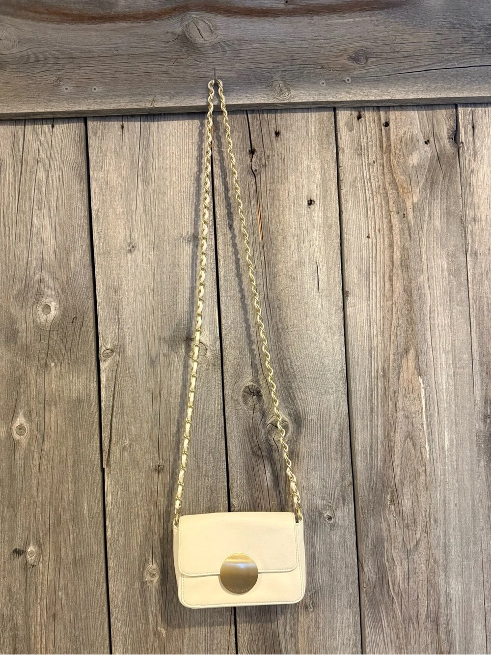 Isaac Mizrahi Cream Crossbody Bag with Gold Accent - Shoulder Purse-Small - Picture 2 of 11
